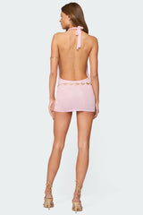 Cowl Neck Backless Knit Mini Dress