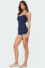 Juni Henley Ribbed Romper