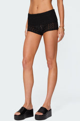 Rye Sheer Textured Foldover Shorts