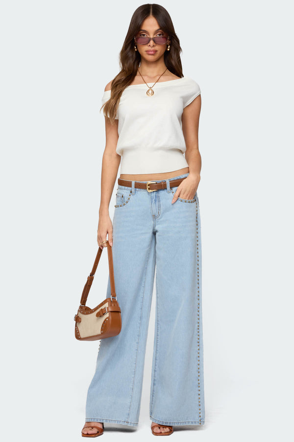 Stassie Studded Low Rise Baggy Jeans view 1