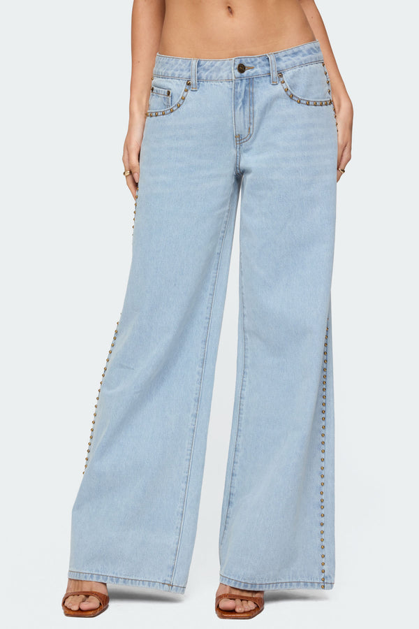 Stassie Studded Low Rise Baggy Jeans view 2