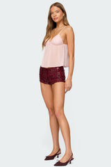 Dotted Chiffon Babydoll Tank Top