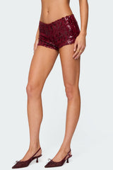 Clove Low Rise Sequin Micro Shorts