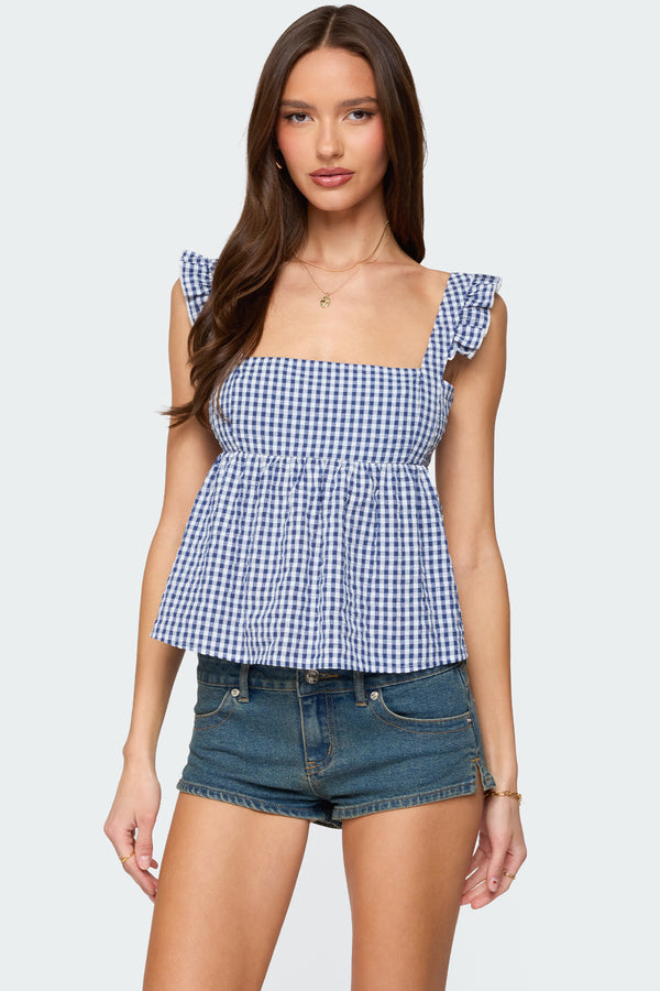 Jenson Backless Gingham Top view 1