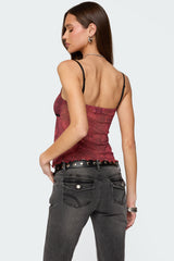 Printed Mesh Split Front Top