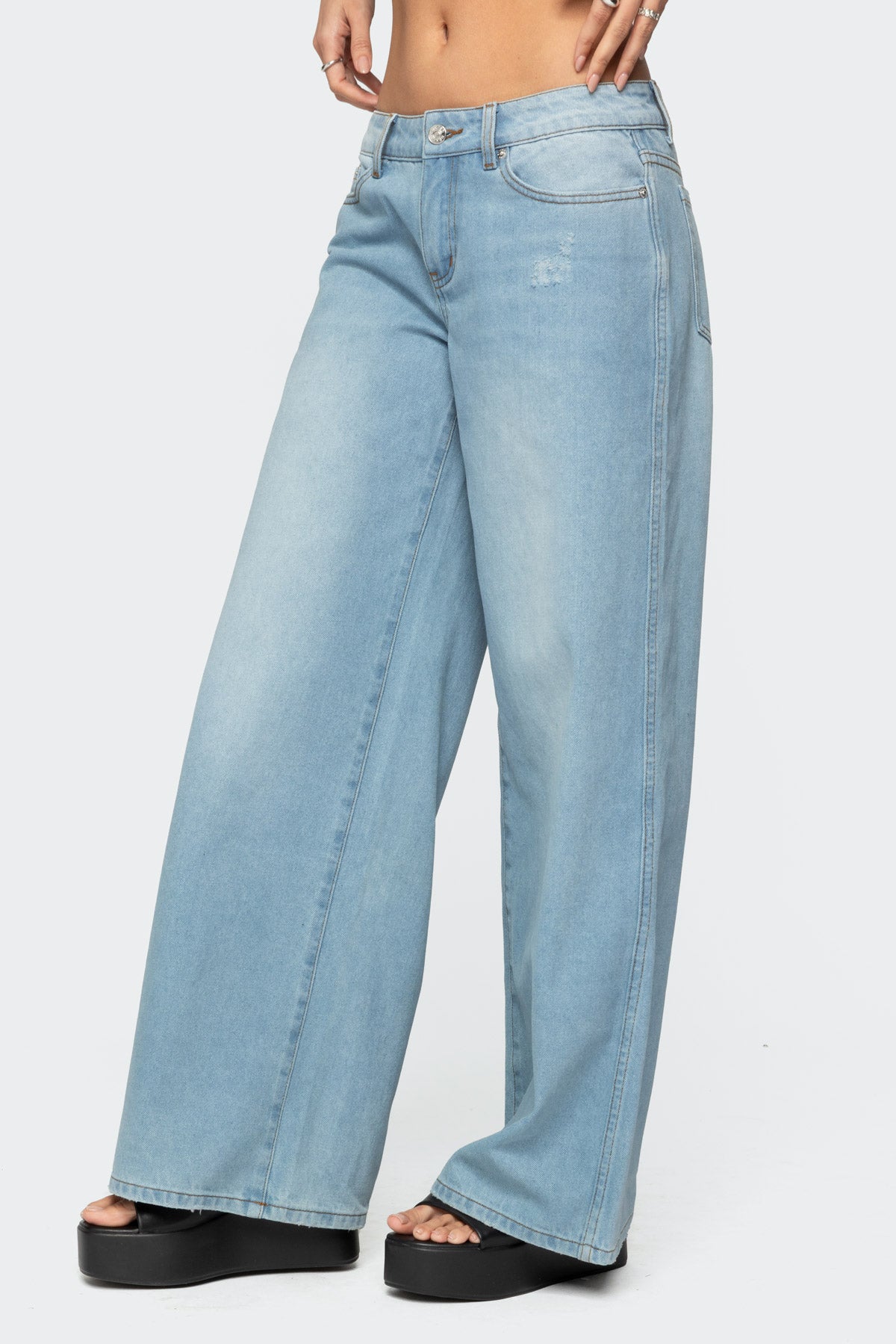 Ripley Distressed Low Rise Baggy Jeans