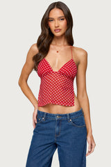 Polka Dot Backless Chiffon Top