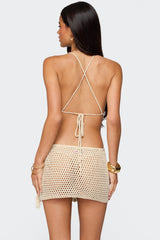 Alora Iridescent Crochet Backless Top
