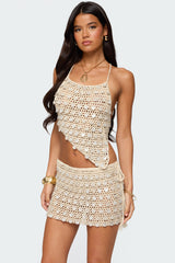 Alora Iridescent Crochet Backless Top