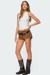 Sapir Fringe Faux Suede Shorts