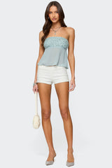 Beadie Sheer Chiffon Strapless Top
