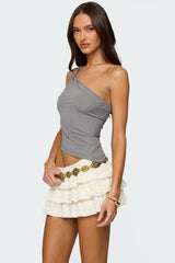 Knotted One Shoulder Asymmetric Top