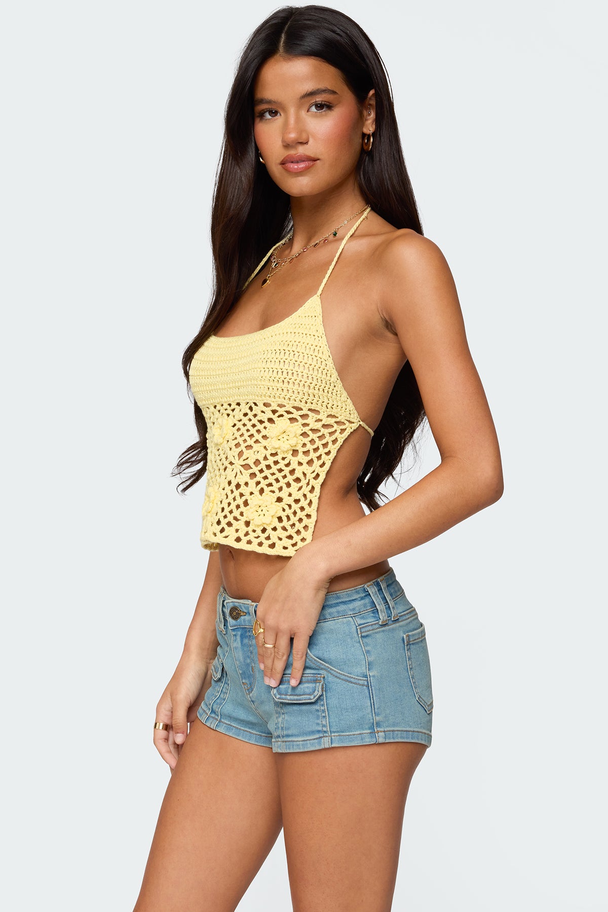 Miel Crochet Backless Halter Top
