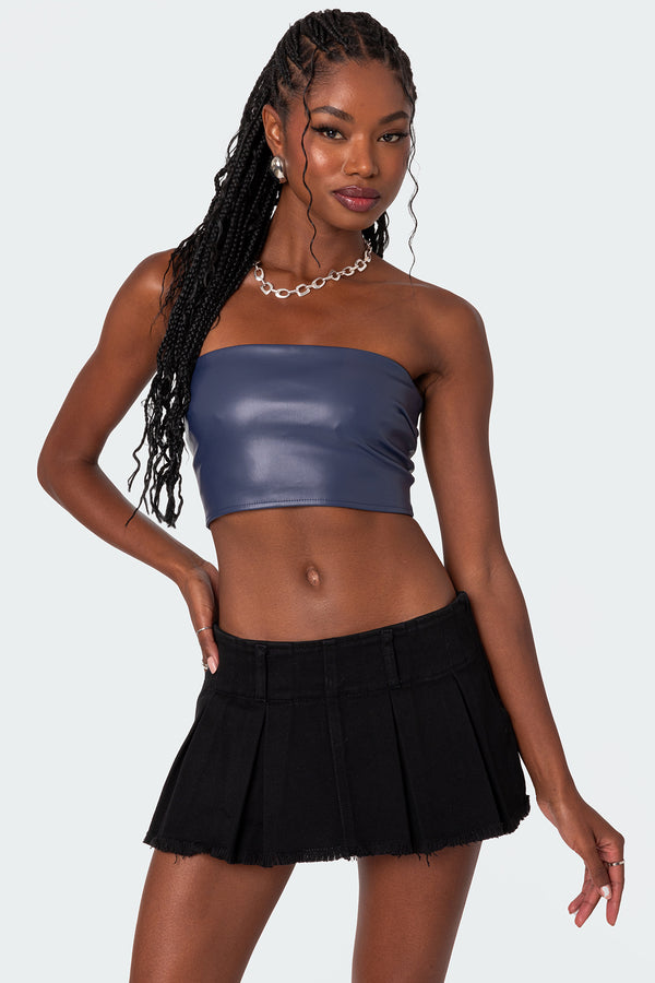 Mazie Faux Leather Bandeau Top view 1