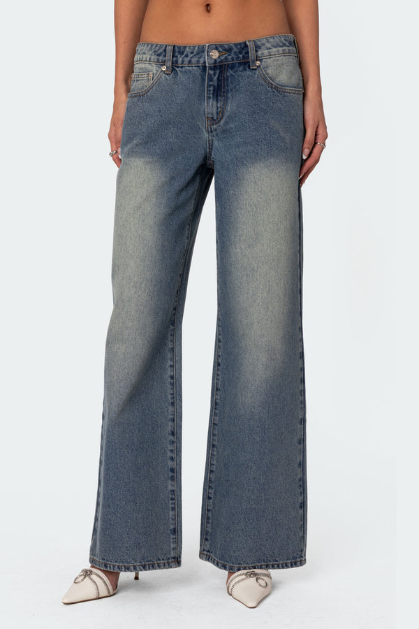 Magda Acid Wash Low Rise Baggy Jeans view 2