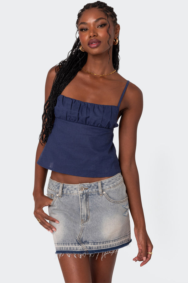 Linen Look Open Back Top view 1