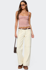 Adelia Striped Ruched Tank Top