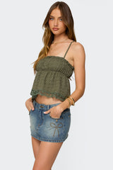 Orian Eyelet Babydoll Tank Top