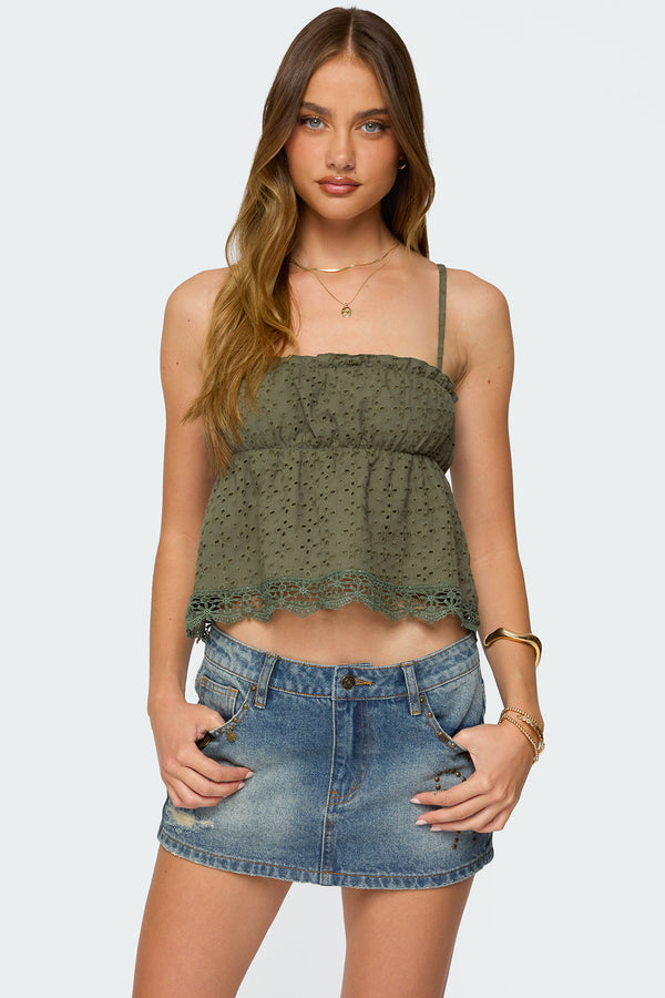 Orian Eyelet Babydoll Tank Top view 1