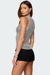 Amalya Shiny Sheer Knit Top
