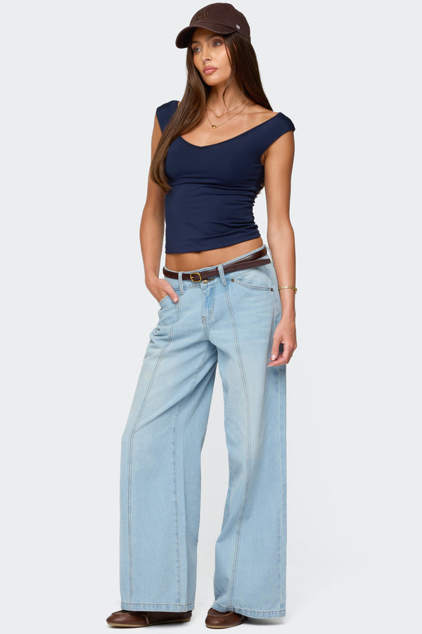 Charlie Panel Stitch Low Rise Bootcut Jeans view 1