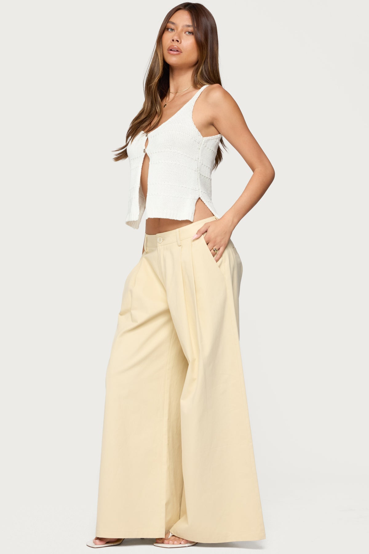 Mikinley Split Front Knit Tank Top