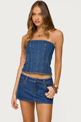 Camelia Strapless Denim Corset