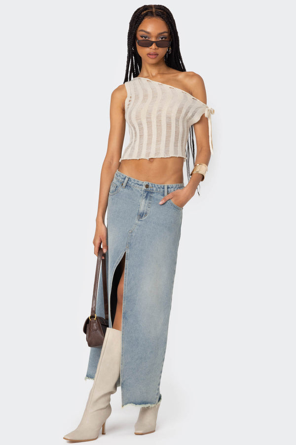 Tamra Sheer Knit Asymmetric Top view 2