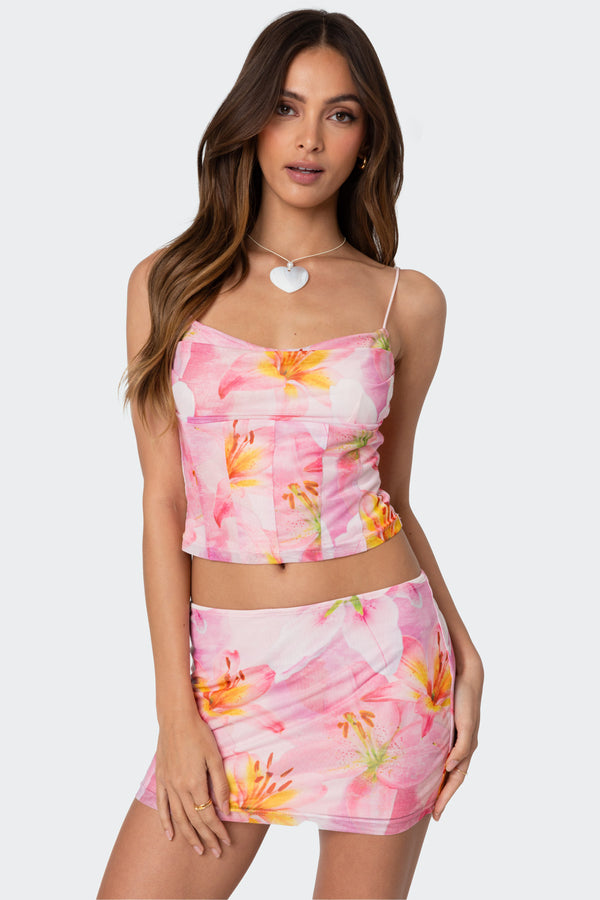Stassi Cowl Neck Printed Corset view 1