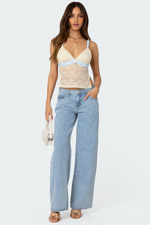 Sheer Lace Open Back Tank Top view 1