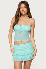 Enya Fringed Sheer Mesh Top