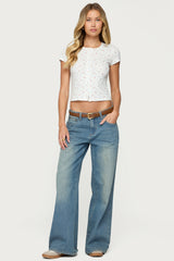 Graphic Vintage Washed Low Rise Baggy Jeans