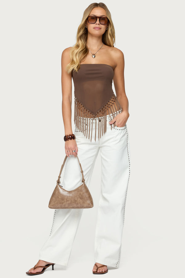 Backless Sheer Mesh Strapless Top view 2