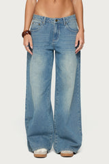 Graphic Vintage Washed Low Rise Baggy Jeans