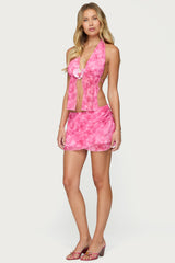 Tiedye Mesh Layered Mini Skirt