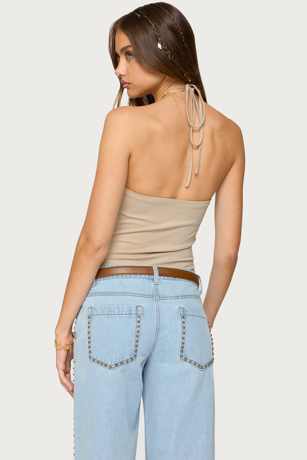 Colbie Faux Suede Fringe Trim Bodysuit