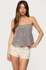 Lenie Strapless Chiffon Babydoll Top