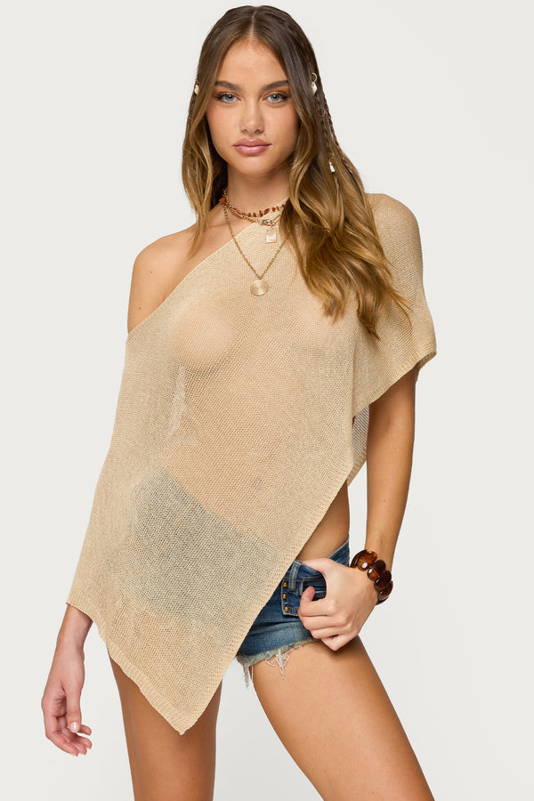 Azalia Asymmetric Knit Poncho view 1