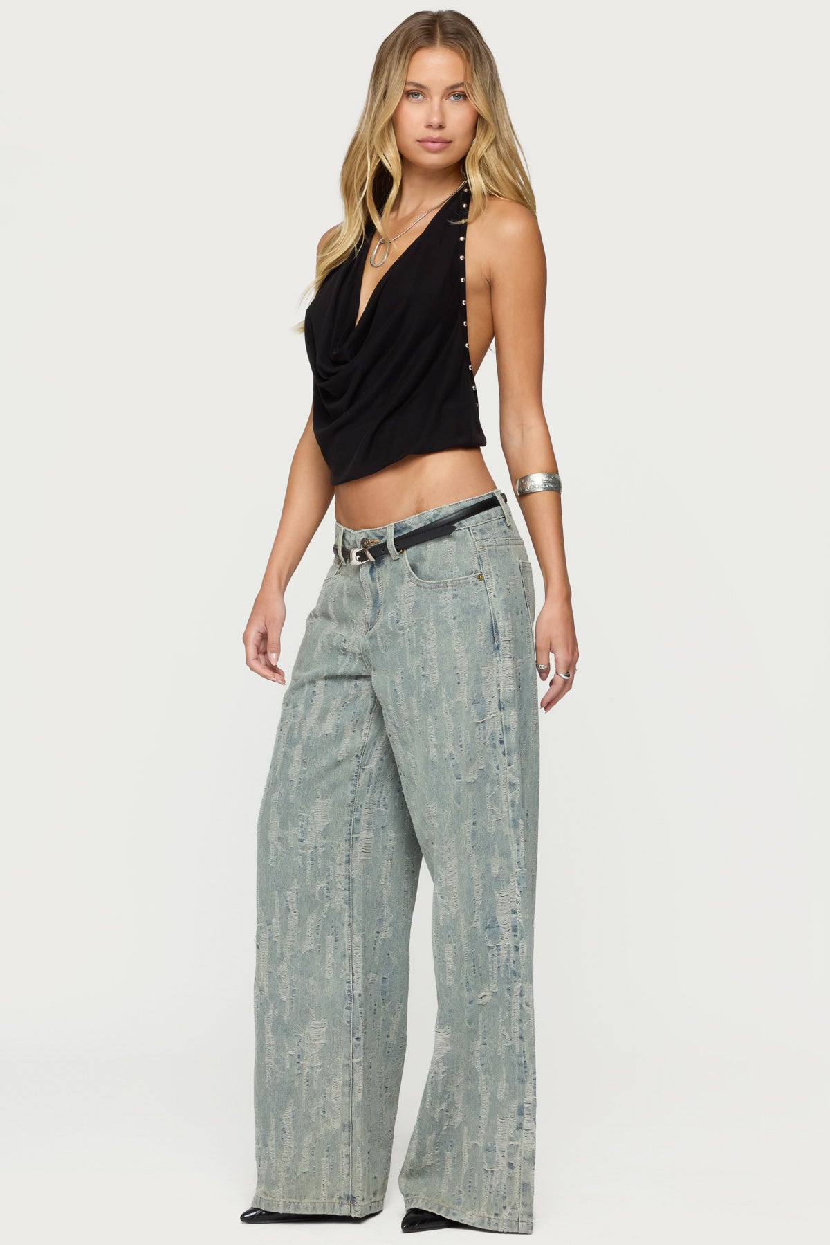 Blaze Distressed Low Rise Baggy Jeans