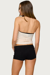 Contrast Bra Ruched Mesh Corset