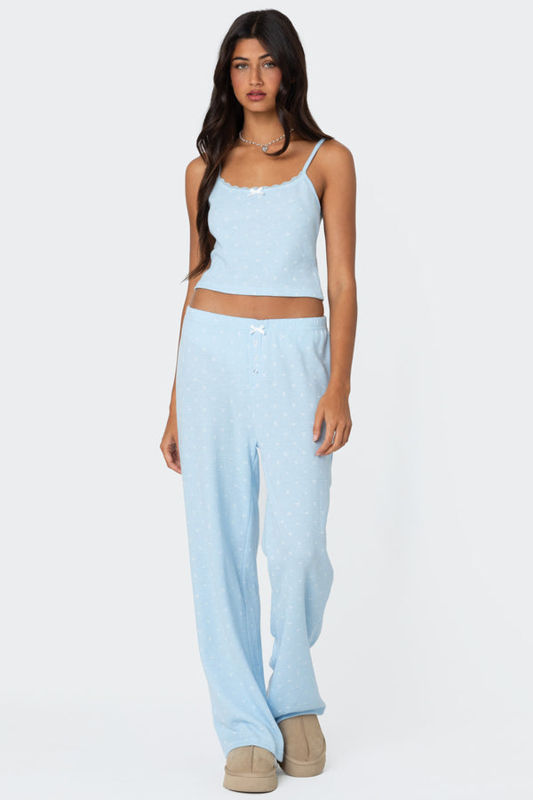 Petal Printed Waffle Pants view 1