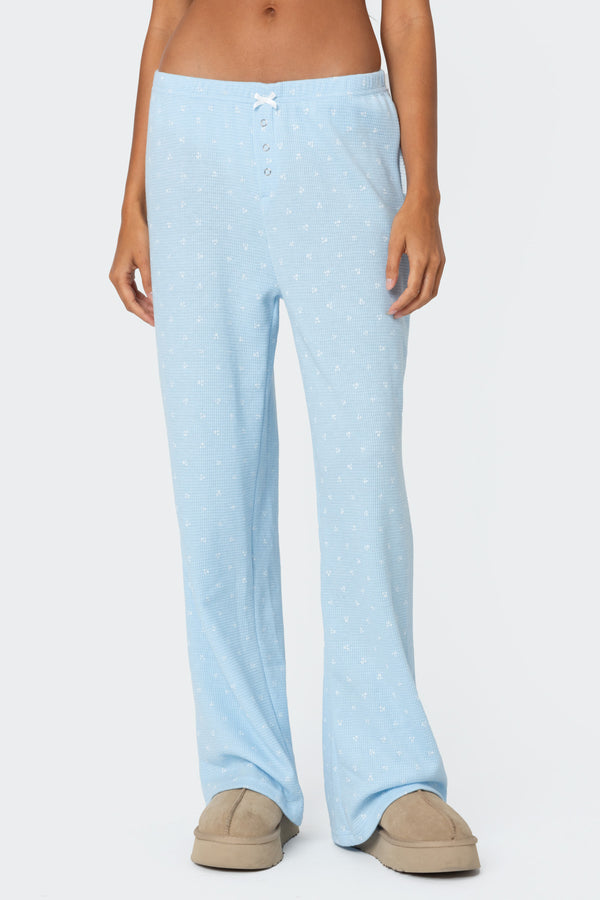 Petal Printed Waffle Pants view 2