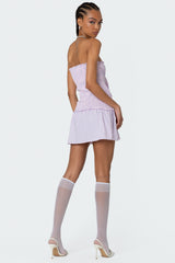 Striped Scrunch Strapless Mini Dress
