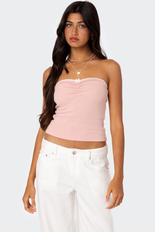 Kacey Strapless Waffle Top view 1