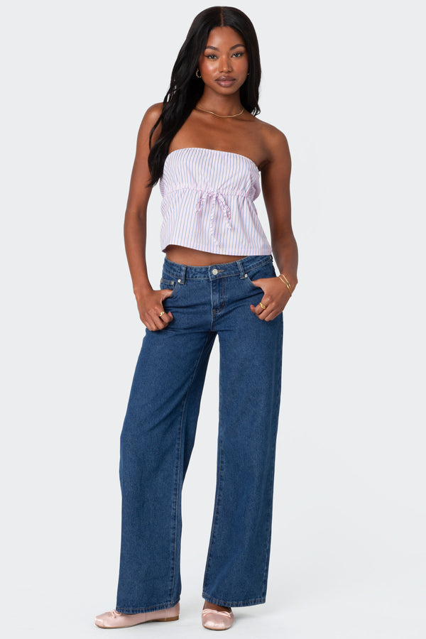 Augusta Pinstripe Strapless Top view 2