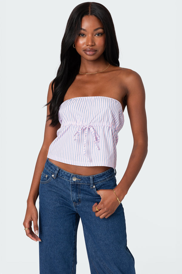 Augusta Pinstripe Strapless Top view 1