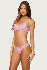 Pip Striped Ruffle Cupped Bikini Top