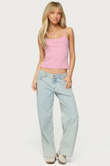 Petite Bow Pocket Low Rise Baggy Jeans