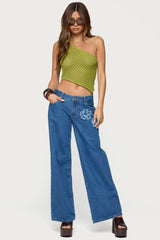 Daley Asymmetric One Shoulder Crochet Top