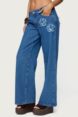 Flower Patch Low Rise Baggy Jeans